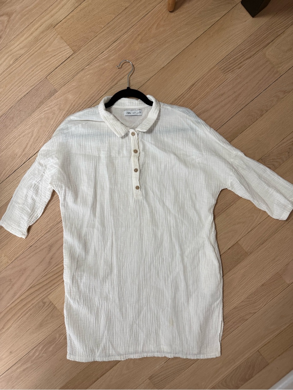 Zara Cream gauze Textured tunic with Buttons